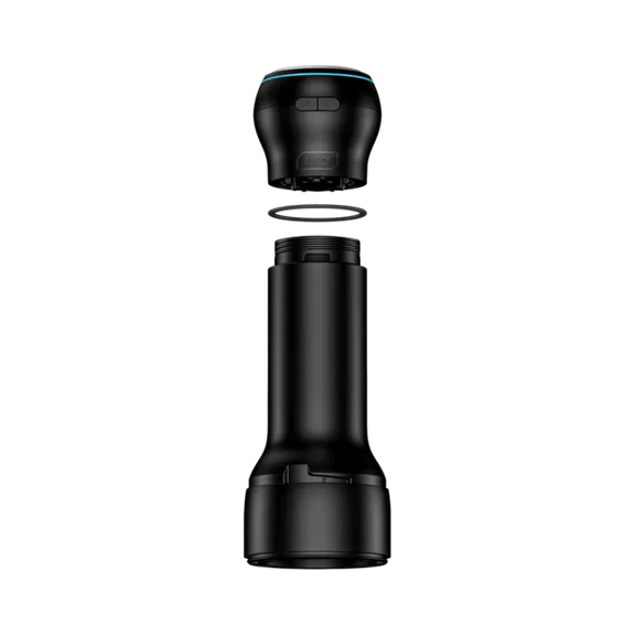 The KIIROO Power Blow being screwed onto the end cap spot of a compatible KIIROO stroker. | Kinkly Shop