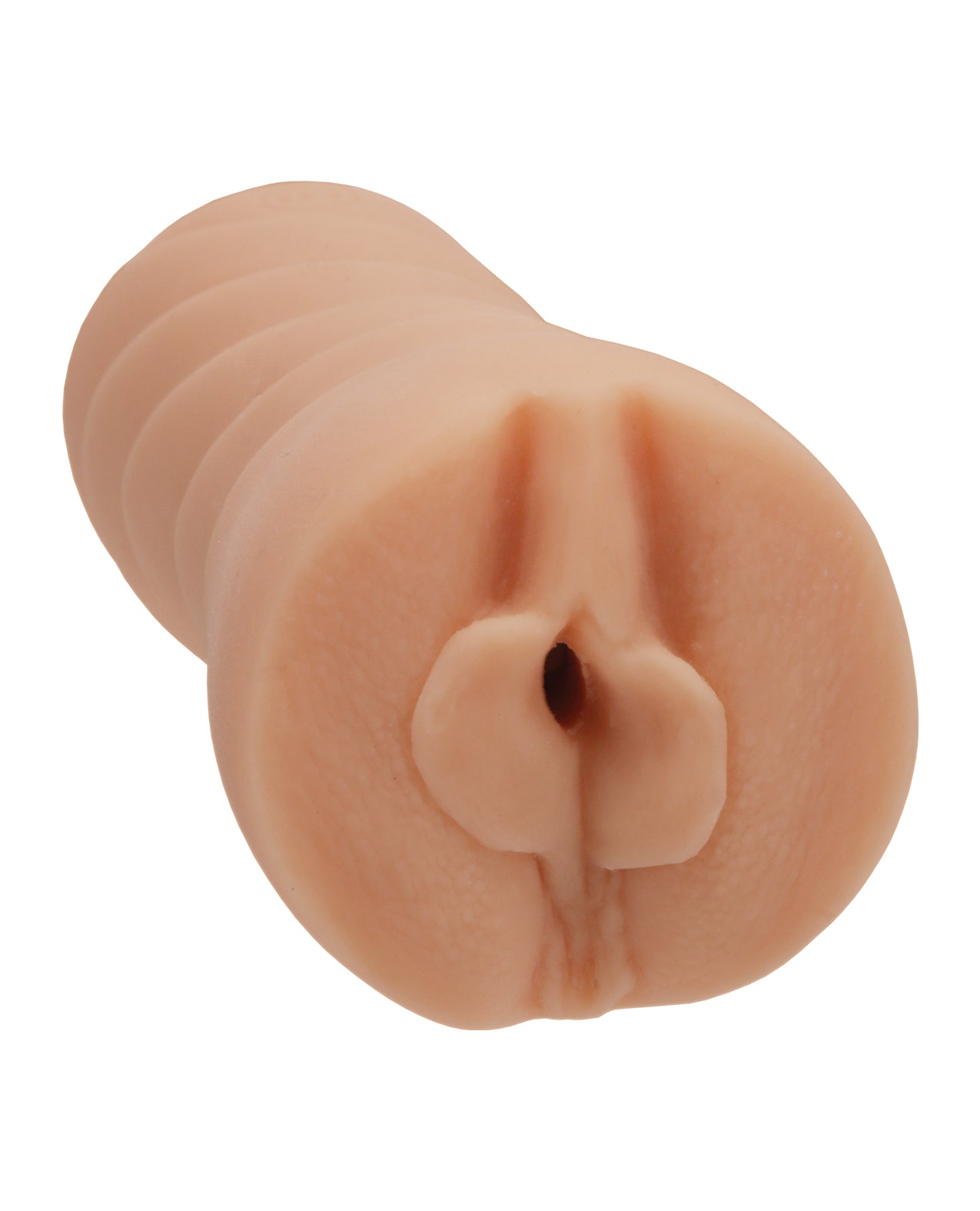 Close-up of the orifice and entrance of the Signature Strokers Camgirls Bailey Rayne stroker. The stroker is molded directly from the porn star's vulva. | Kinkly Shop