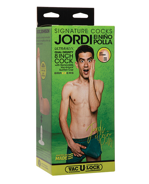 The packaging for the Signature Cocks - Jordi El Nina Polla dildo | Kinkly Shop