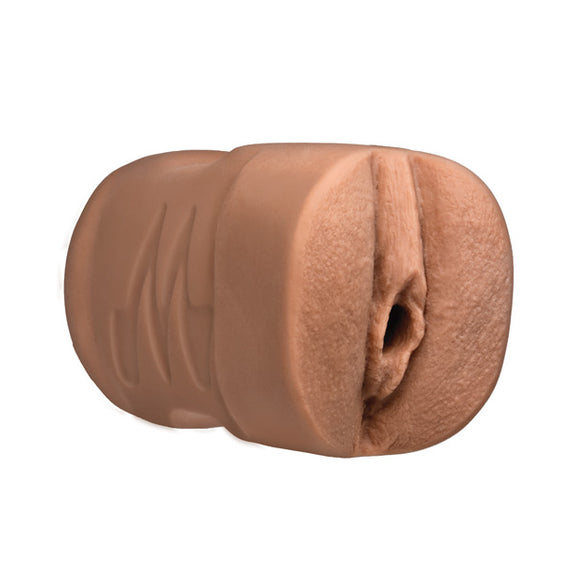 Close-up of the entrance and orifice of the Signature Strokers Missy Martinez stroker. The stroker's entrance is molded directly from Missy Martinez's vulva. | Kinkly Shop