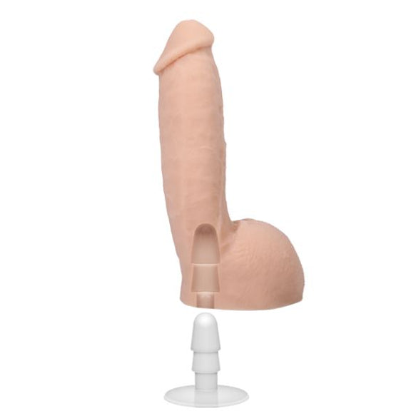 A cross-section of the base of the Signature Cocks - Girthmasterr dildo shows the Vac-U-Lock chasm built into the base of the dildo that allows it to work with Vac-U-Lock accessories. | Kinkly Shop