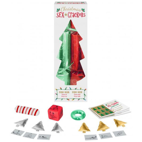 The Christmas Sex! Crackers packaging and everything that's included within the sex crackers. | Kinkly Shop