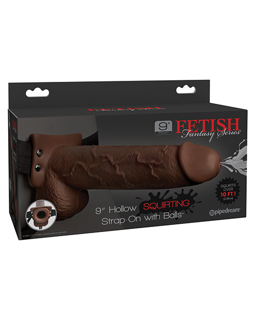 9" Hollow Squirting Strap On in Brown | Kinkly Shop