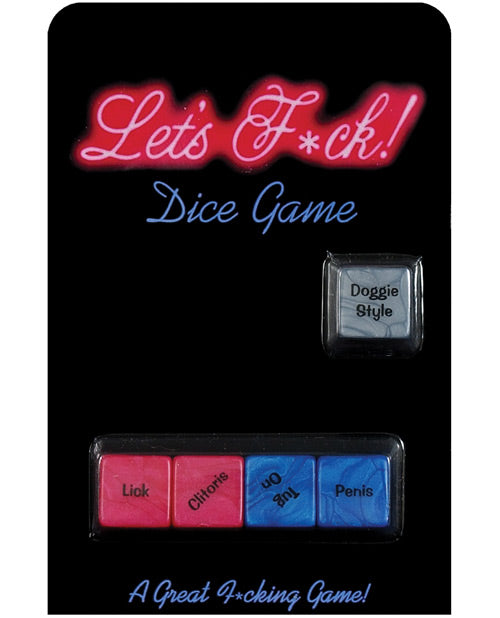 The packaging for the Let's Fuck Dice. There are five different die! | Kinkly Shop