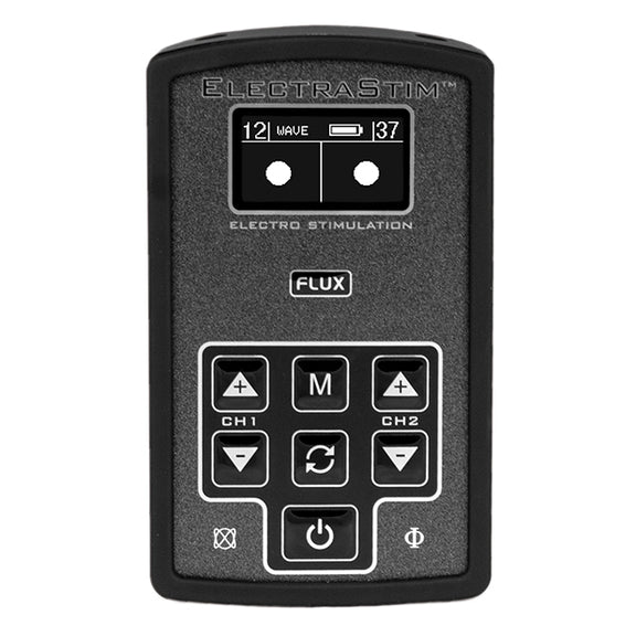 The ElectraStim Flux in front of a plain white background | Kinkly