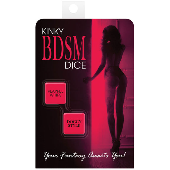 Packaging for the Kinky BDSM Dice Game with the two die inside of the packaging | Kinkly Shop