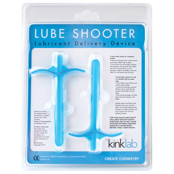The Kinklab Lube Shooter in Blue in its packaging | Kinkly Shop