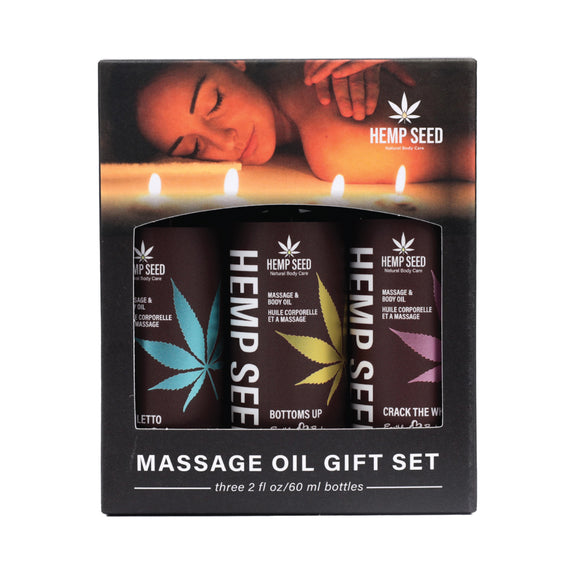 Earthly Body 2025 Valentines Massage Oil Gift Set - 2 oz Asst. Scents Box of 3