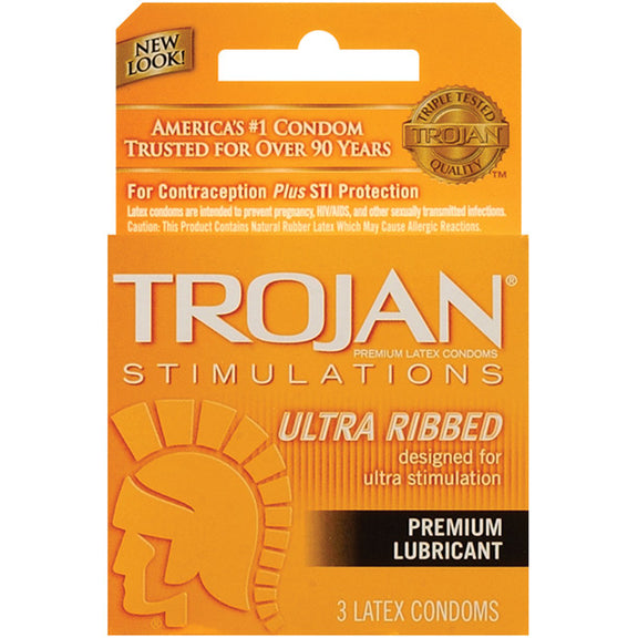 Trojan Ultra Ribbed Condoms - 3 Pack