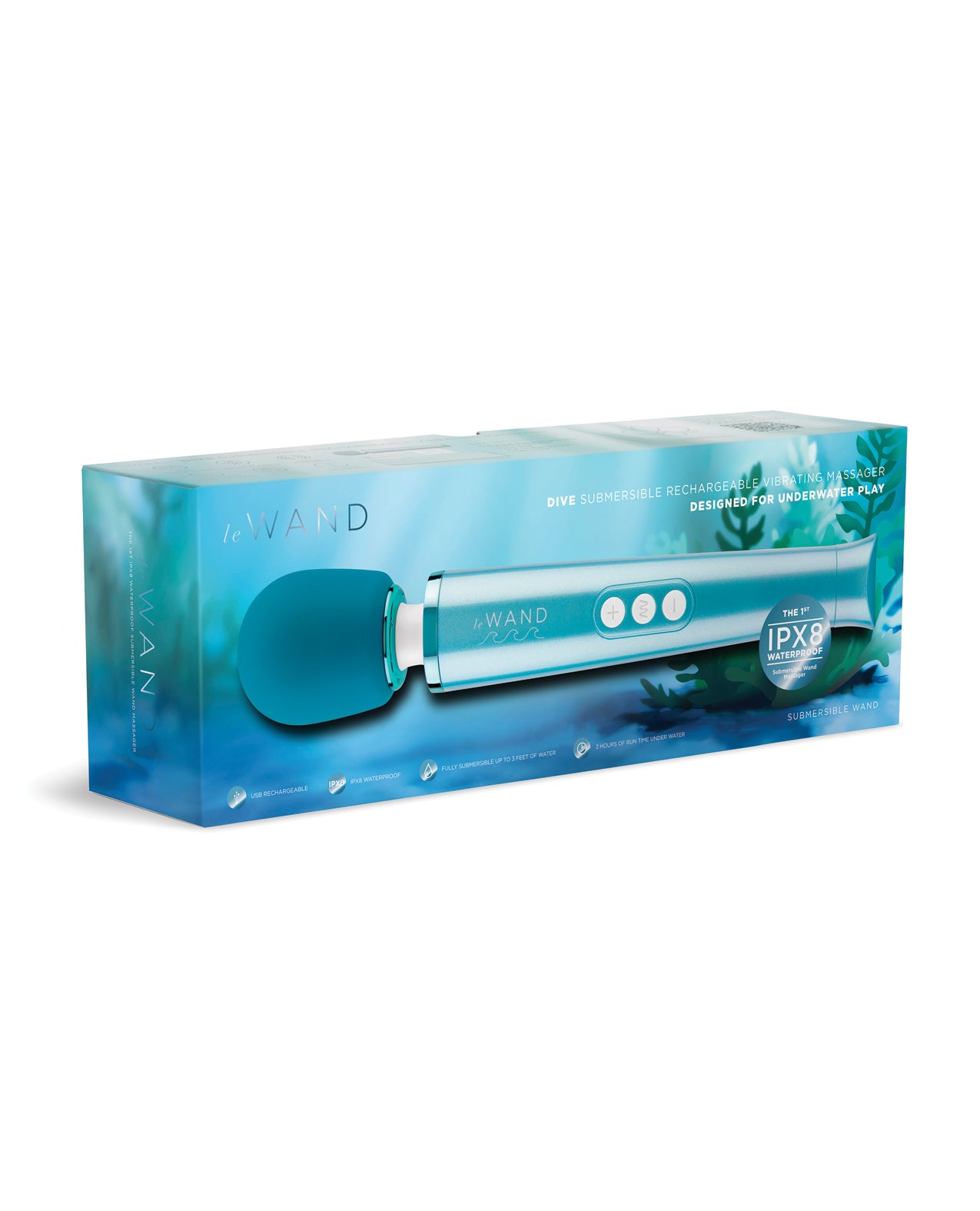 Packaging for the Le Wand Dive Waterproof Wand | Kinkly Shop
