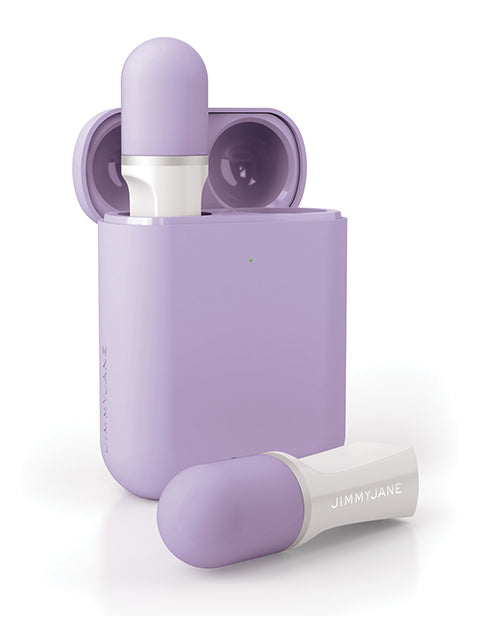 The JimmyJane Hello Touch Pro vibes shown with the storage case. | Kinkly