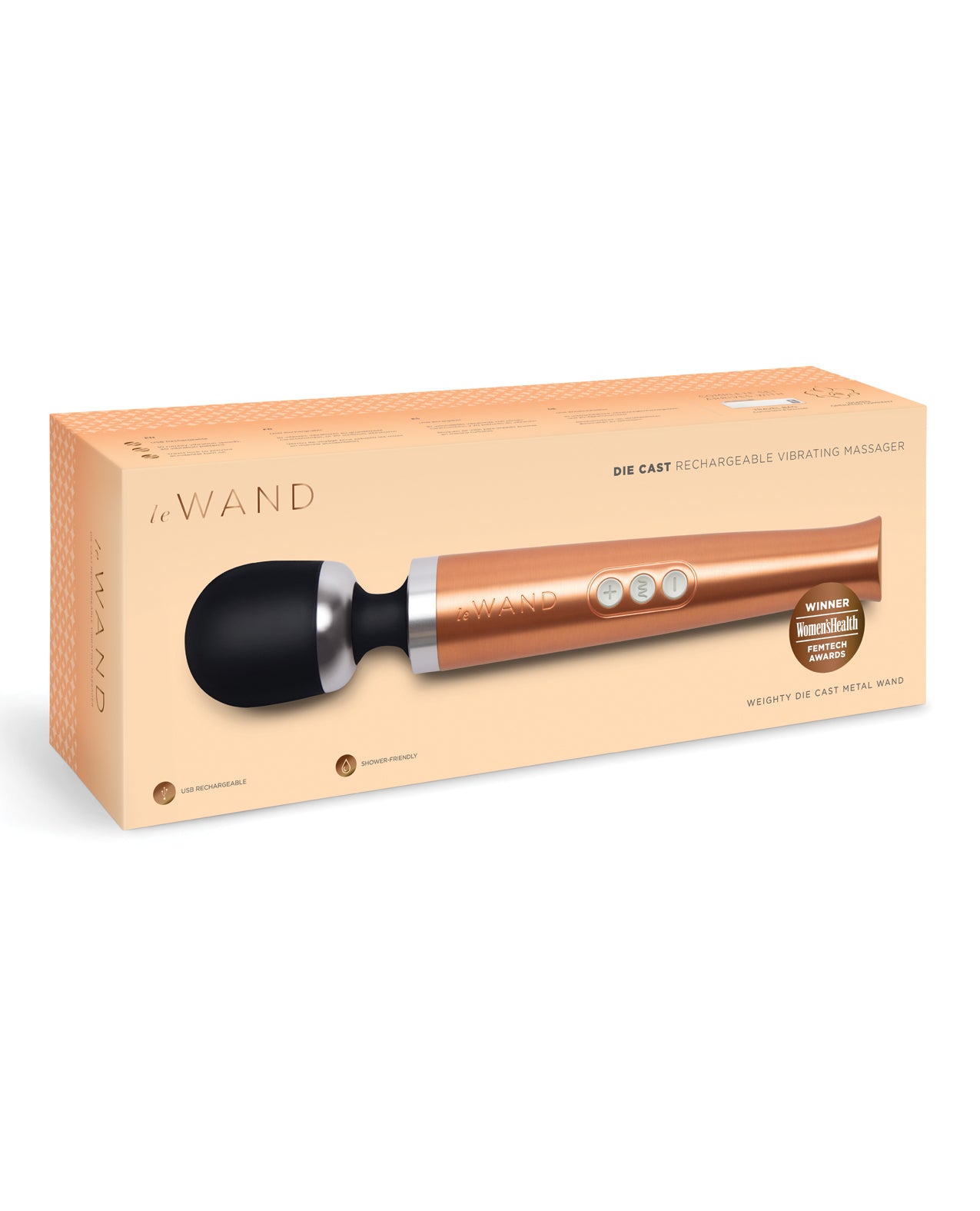 Packaging for the Le Wand Die Cast Rechargeable | Kinkly Shop