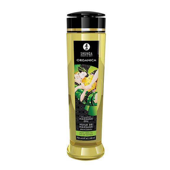 Shunga Organic Kissable Massage Oil in Exotic Green Tea | Kinkly Shop