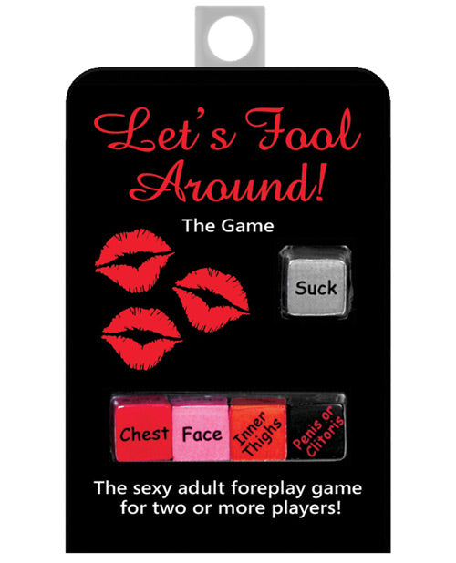 The five Let's Fool Around die within their packaging | Kinkly