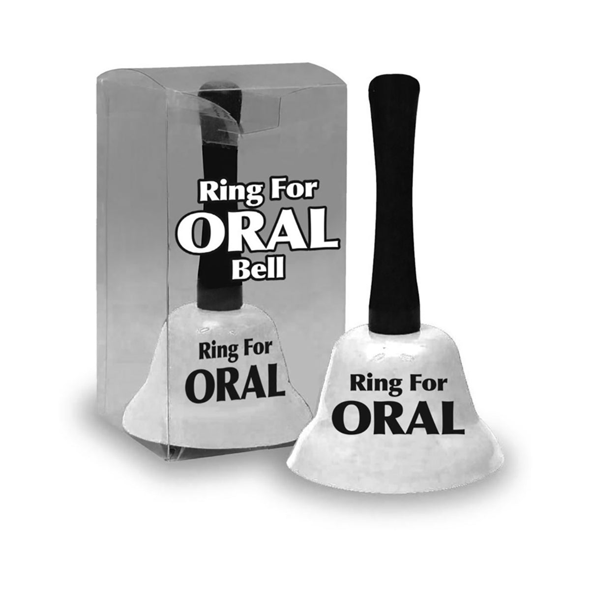 The "Ring For Oral" Bell shown next to the packaging that it comes in | Kinkly