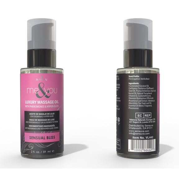 Sensuva Me & You Massage Oil - 2 oz Sensual Bliss