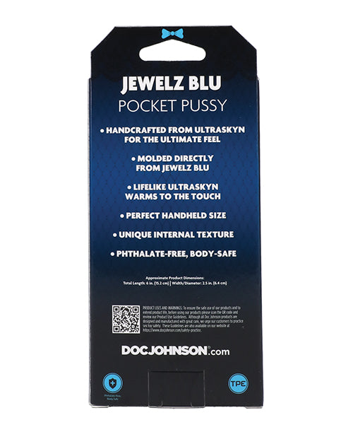 Backside of the packaging of the Signature Strokers - Jewelz Blu | Kinkly Shop