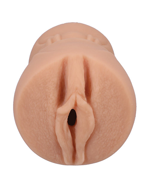 Close-up of the orifice and entrance of the Signature Strokers - Lily Larimar. The entrance is molded directly from Lily's vulva. | Kinkly Shop