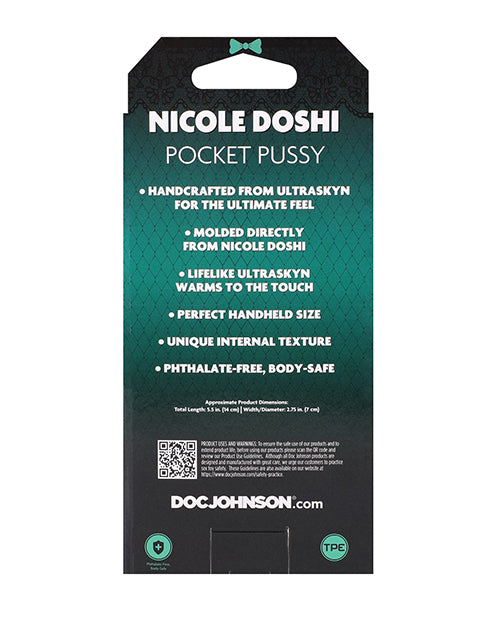 Backside of the packaging of the Signature Strokers - Nicole Doshi stroker | Kinkly Shop