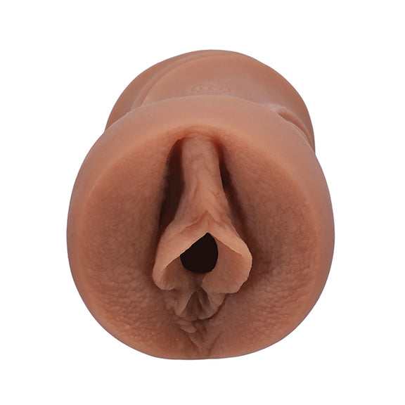 Close-up of the orifice and entrance of the Signature Strokers - Xxlayna Marie stroker. The entrance is molded directly from the porn star's vulva. | Kinkly Shop