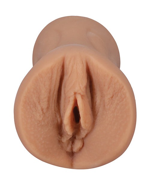 Close-up of the orifice and entrance on the Signature Strokers - Kenna James stroker. It's molded directly from Kenna James's vulva itself. | Kinkly Shop