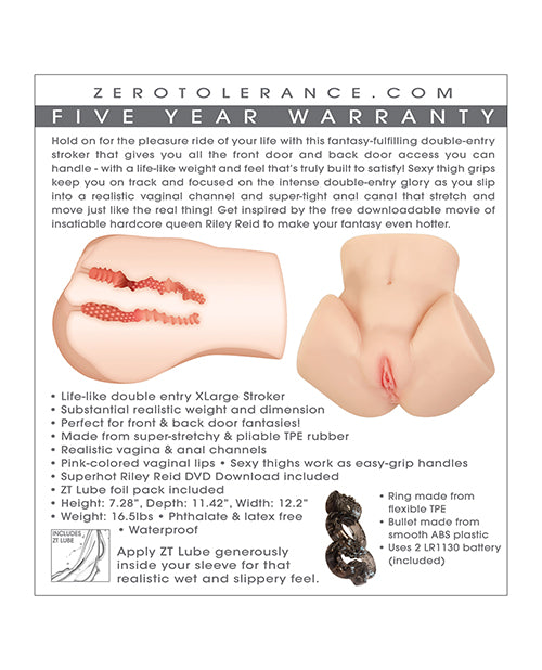 Packaging of the Zero Tolerance Riley Reid Body Stroker | Kinkly Shop