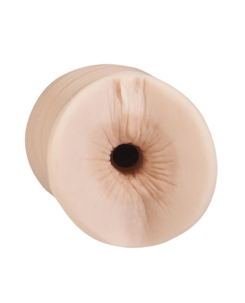 The Signature Strokers Bobbi Starr stroker in front of a plain white background. The stroker's entrance has been modeled directly from the porn star's anus. | Kinkly Shop