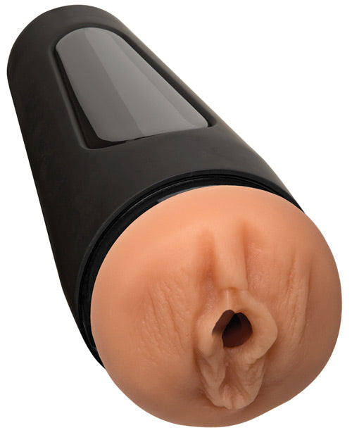 Close-up of the entrance and orifice of the Main Squeeze - Dani Daniels stroker. The entrance is molded directly from Dani Daniels. | Kinkly Shop