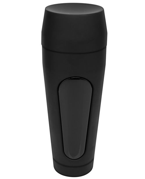 The Main Squeeze - Dani Daniels stroker case with both the lid and end cap on. It is a discreet black case. | Kinkly Shop