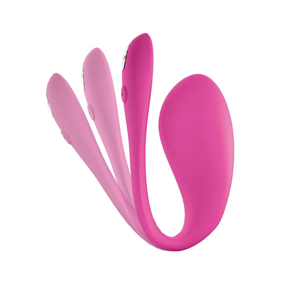 The We-Vibe Jive 2 with multiple images of the tail superimposed overtop of the vibrator. This shows the bendability of the tail. | Kinkly Shop