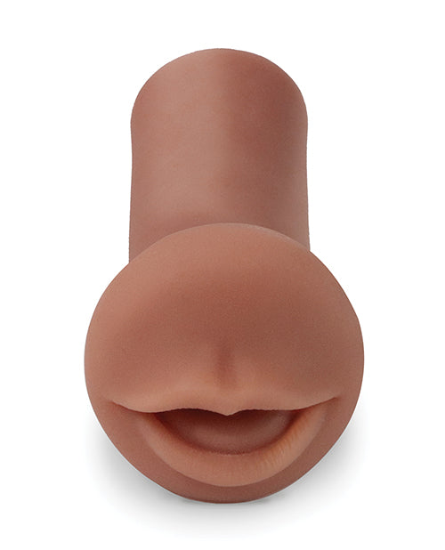 The PDX Extreme Cocksucker in Brown up against a plain white background | Kinkly Shop