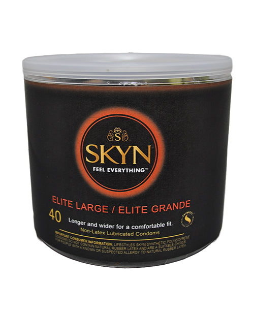 A 40 count tub of SKYN Non-Latex Condoms - Elite Large condoms | Kinkly Shop