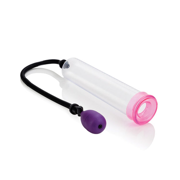 The Big Man's Pump 12" shown with the pink gasket seal on the base of the penis pump. | Kinkly Shop