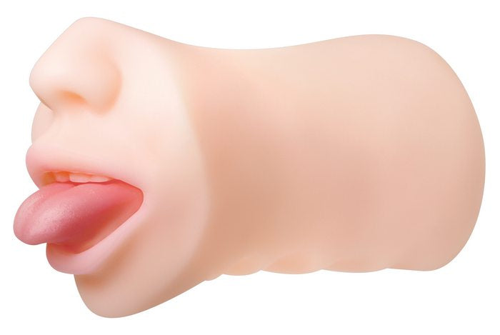 Side view of the Zero Tolerance Real Mouth Stroker. The mouth stroker also includes a nose alongside the realistic mouth. | Kinkly Shop
