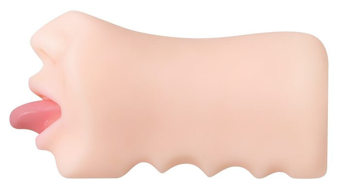 Side profile of the Zero Tolerance Real Mouth Stroker shows the deep ribbing on one side designed to perfectly fit four fingers around the material. | Kinkly Shop