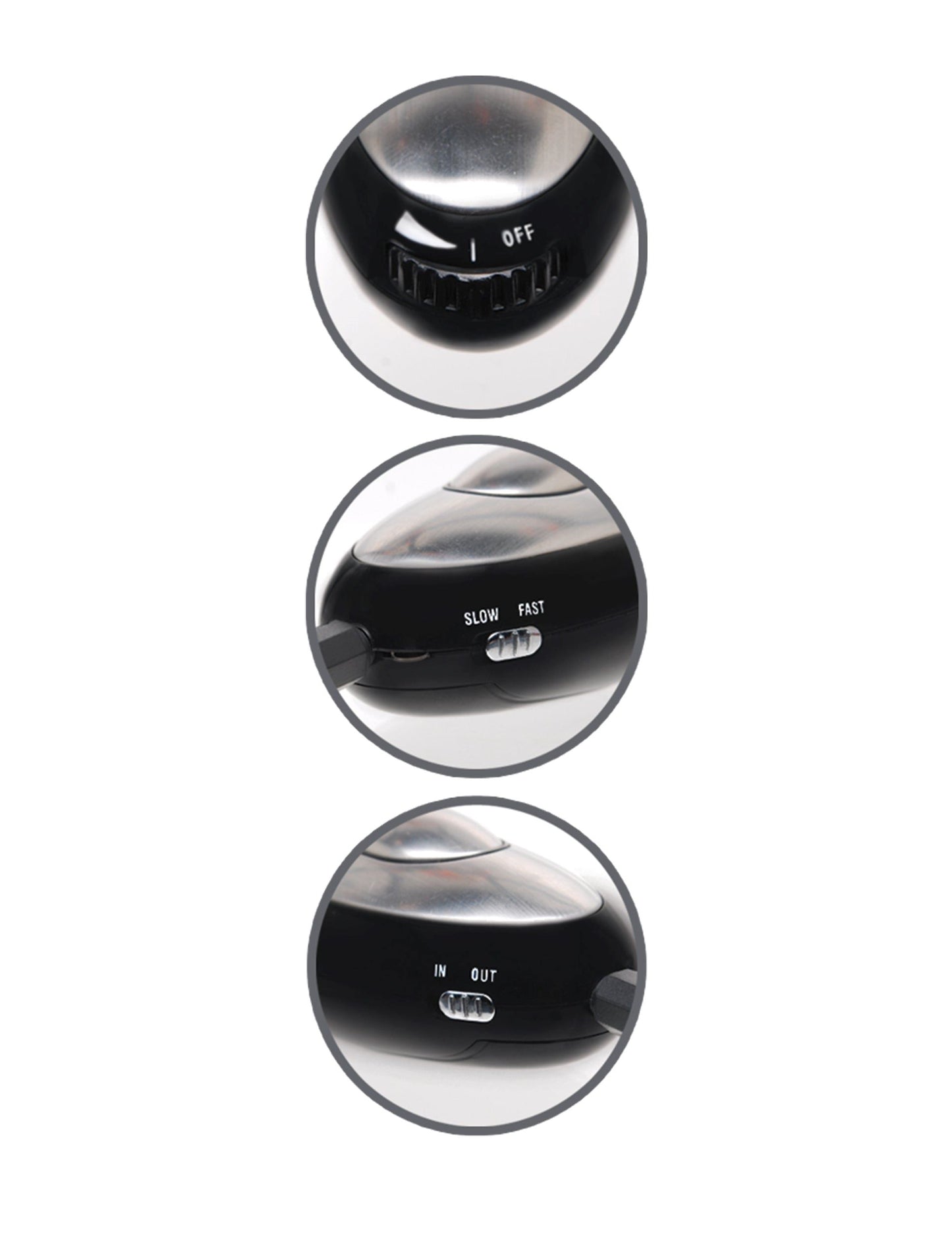 Close-up of the buttons and slides all over the corded remote of the Fetish Fantasy Shock Therapy Nipple Clamps. | Kinkly Shop