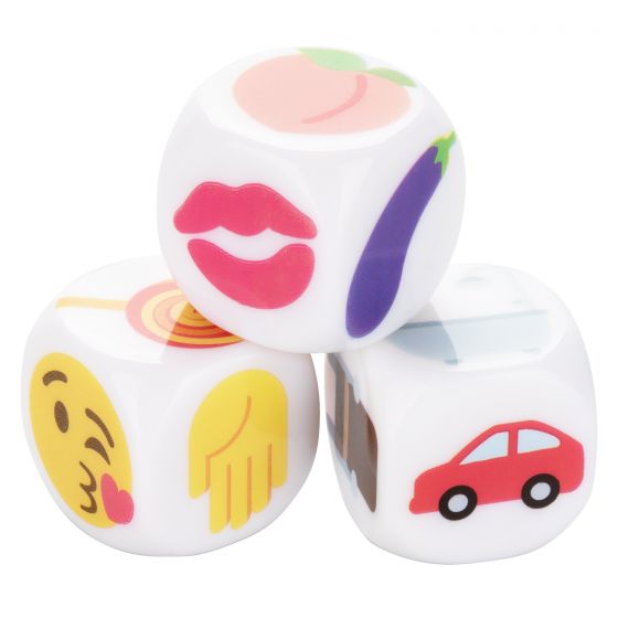 The Emojigasm Dice in front of a plain white background | Kinkly Shop