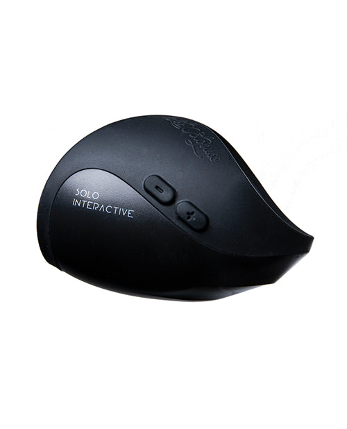 Side view of the Hot Octopuss Pulse Solo Interactive. The words "Solo Interactive" are printed on the toy in a pretty font. | Kinkly Shop