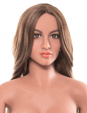 Close-up on the Ultimate Fantasy Sex Doll: Carmen's face. | Kinkly Shop