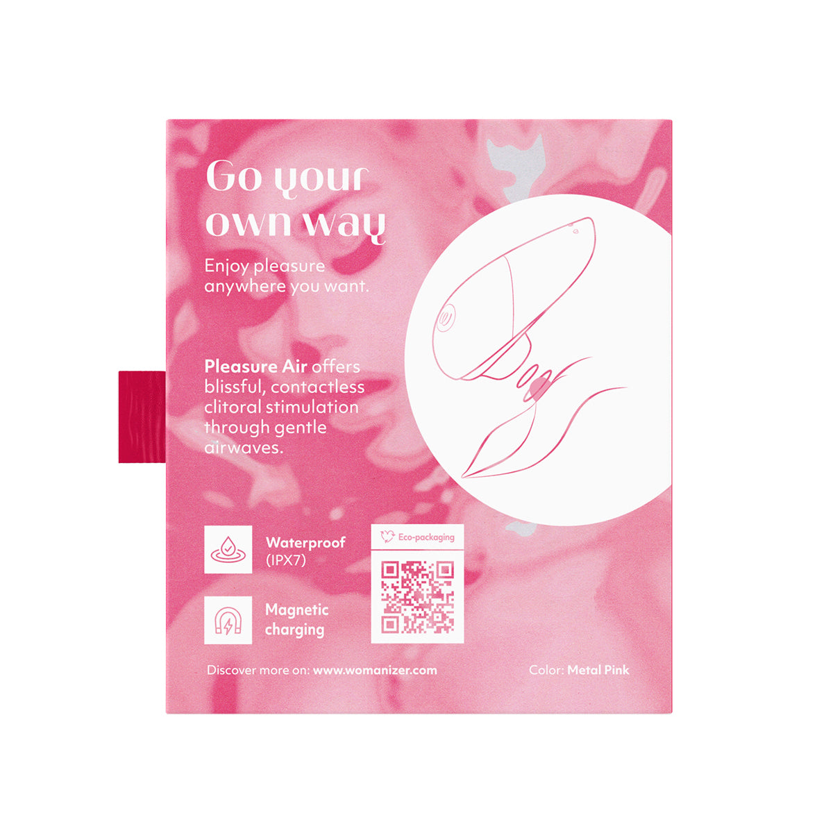 Backside of the packaging of the Womanizer x Iggy Azalea Liberty 2 | Kinkly Shop