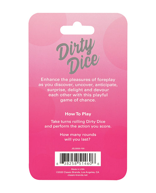 Backside of the Dirty Dice packaging | Kinkly Shop