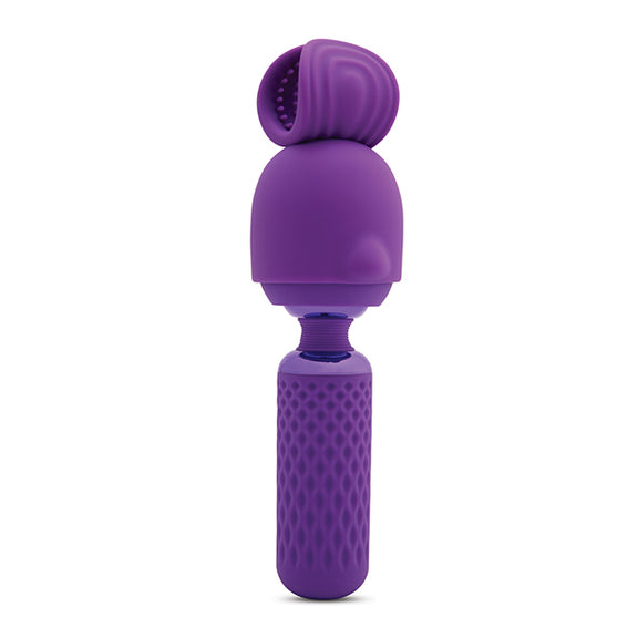 The Nubii: Harlow Mini shown with the optional head attachment placed on top of the vibrator. | Kinkly Shop