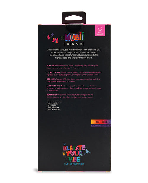 The backside of the packaging of the Nubii: Siren G-Spot | Kinkly Shop