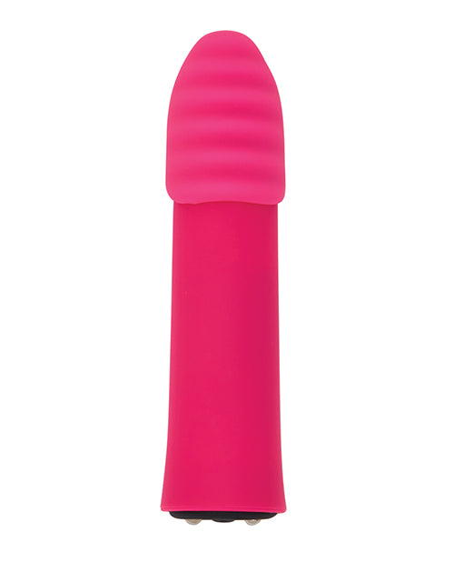 The Point Plus Rechargeable with one of the textured caps on top of the vibrator. | Kinkly Shop