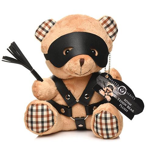 Bondage Bear Plush Kinky, Cuddle-Sized Toy with Flogger & Mask Kinkly Shop Bondage Bear Plush Kinky, Cuddle-Sized Toy with Flogger & Mask Kinkly Shop