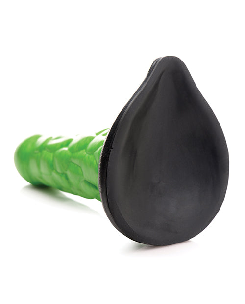 Close-up on the base of the Creature Cocks Radioactive Reptile. It has a concave design that lets it function as a suction cup. | Kinkly Shop