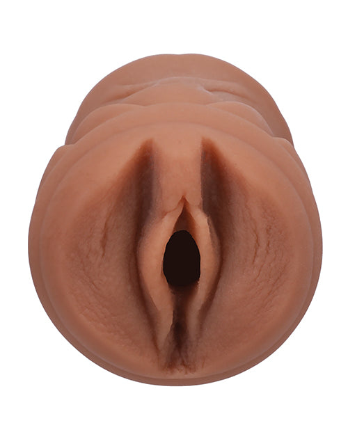 Close-up on the entrance of the Signature Strokers - Alexis Tae. The stroker is detailed enough to even see skin texture! | Kinkly Shop