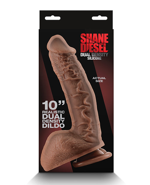 Backside of the packaging of the Shane Diesel 10" Dual Density | Kinkly Shop