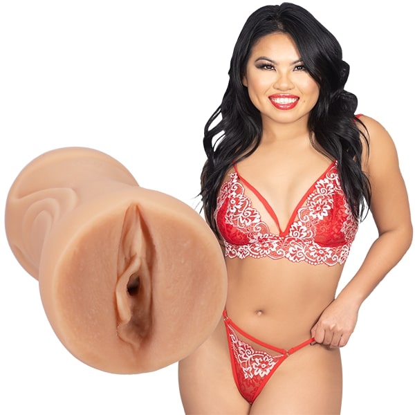 Cindy show next to the Signature Strokers - Cindy Starfall. The entrance of the stroker is molded directly off her vulva! | Kinkly Shop