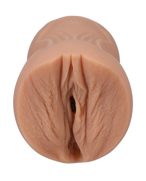 Another close up on the realistic skin texturing and vulva and labia folds of the Signature Strokers - Skye Blue, molded directly from the porn star | Kinkly Shop